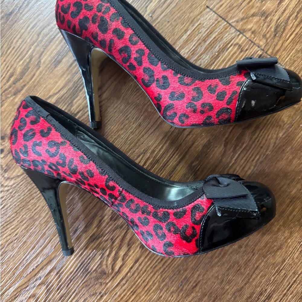 White House Black Market Red and Black Leopard Heels